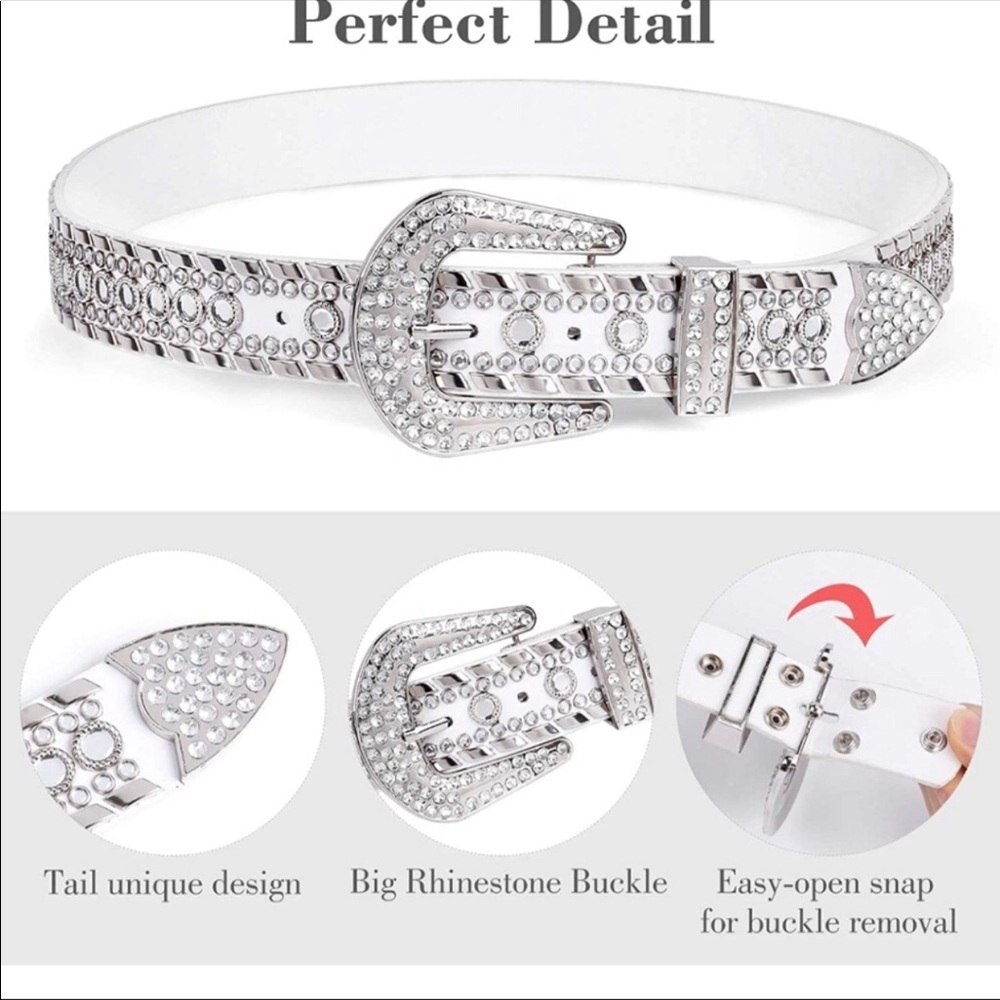 NEW Rhinestone Studded Bling Belt - Picture 2 of 6